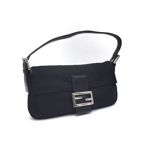 fendi black satchel bag|vintage Fendi baguette bag.